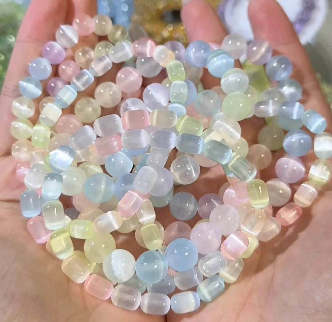 8mm coated macaron gypsum crystal bracelet