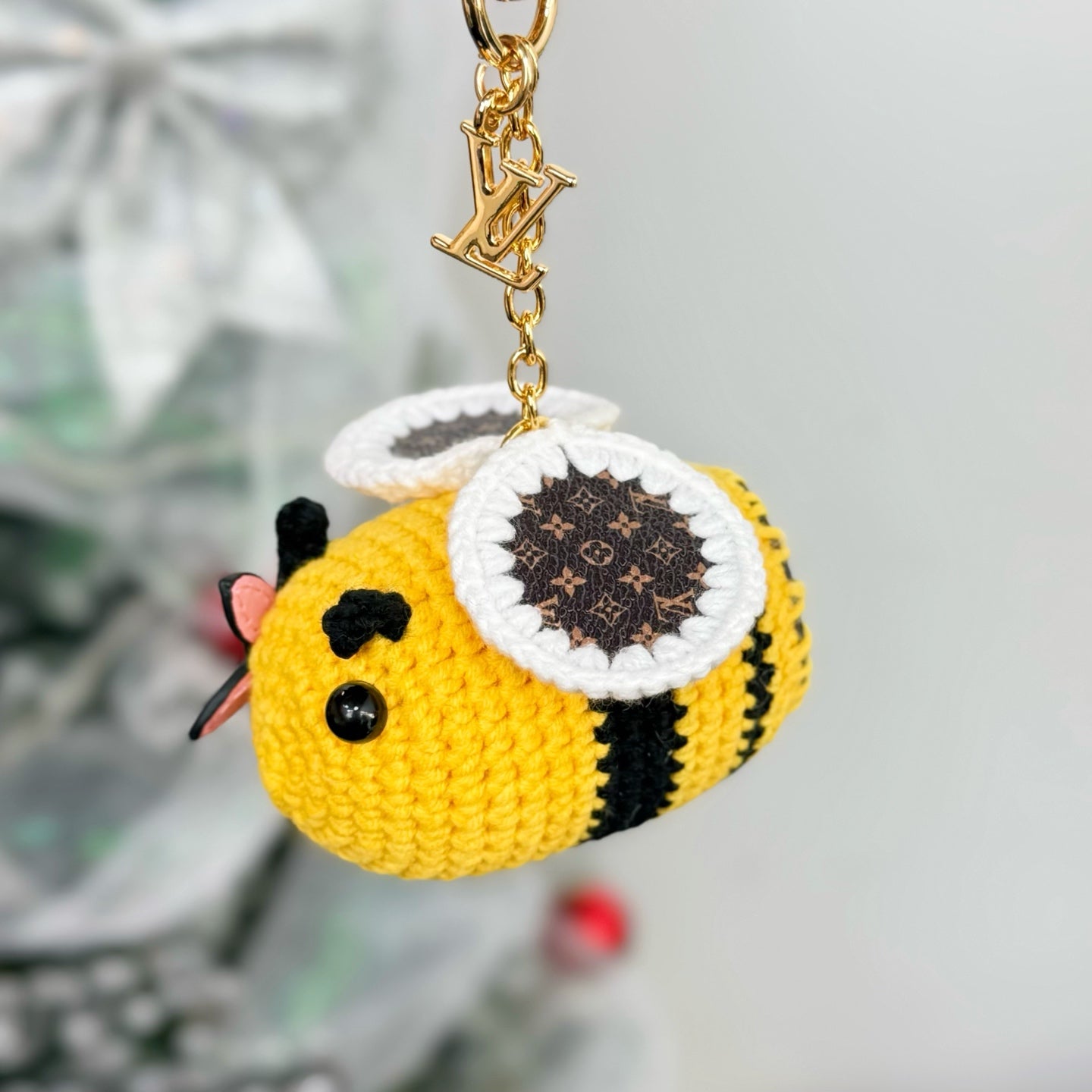Amercian Bee and Strawberry Bag Charm
