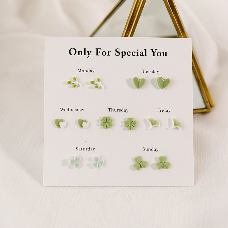 Mini candy-colored ceramic studs earrings for summer(7 pairs)