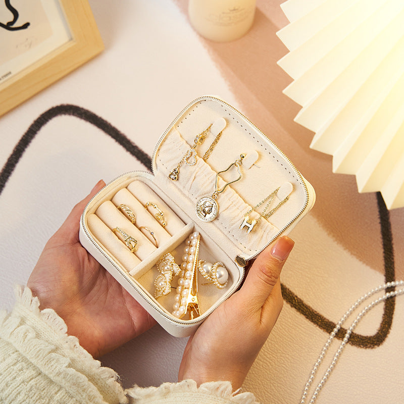 Mini jewelry bag, travel portable jewelry storage box, small leather earring jewelry storage jewelry box