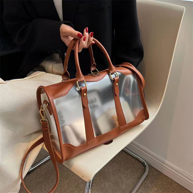 New Large Capacity Transparent Tote Bag Fashion Single Shoulder Handbag Crossbody Boston Bag