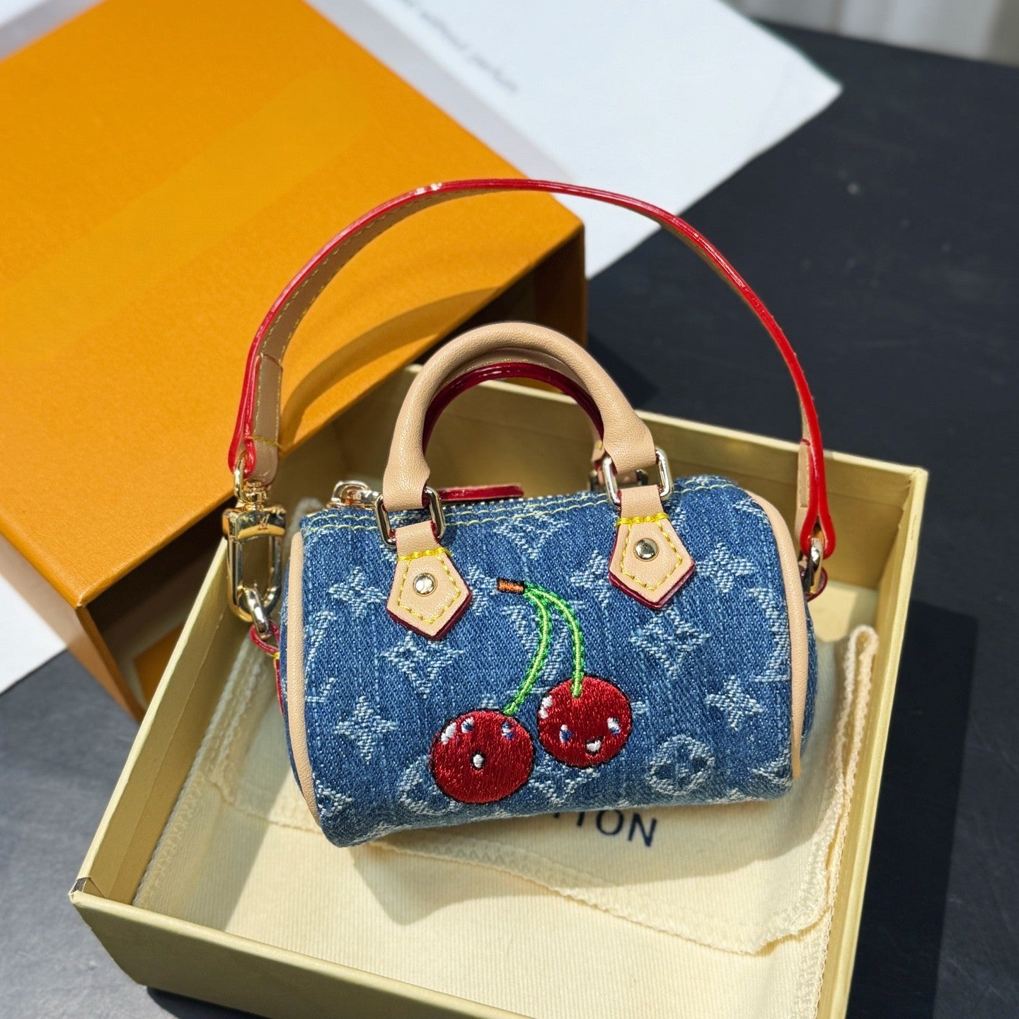 Mini cherry bag charm