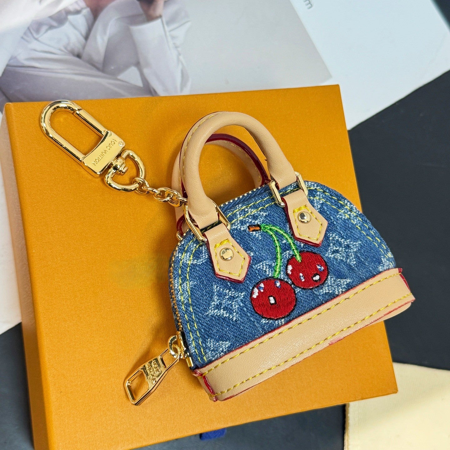 Mini cherry bag charm