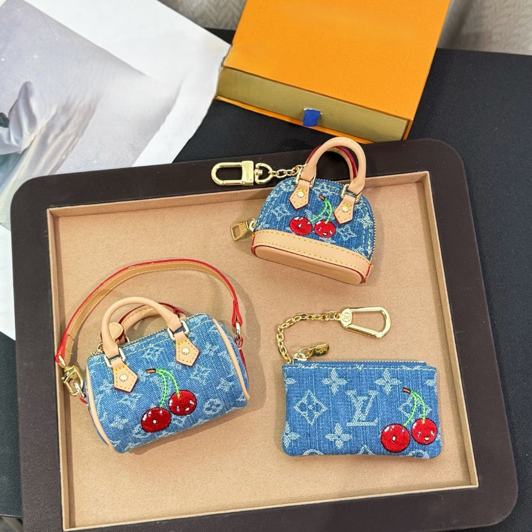 Mini cherry bag charm