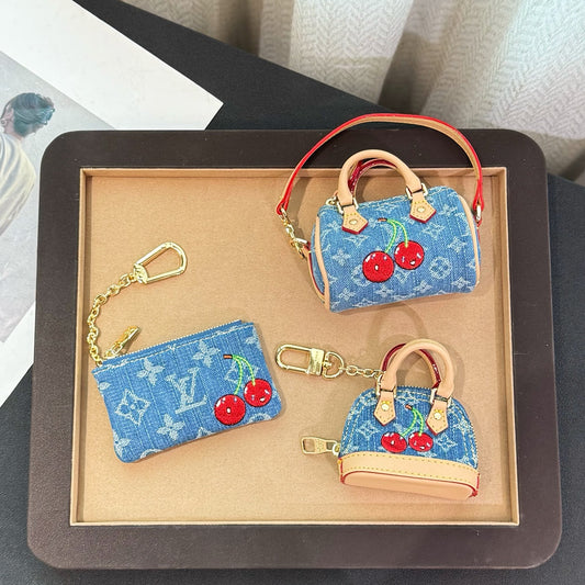 Mini cherry bag charm