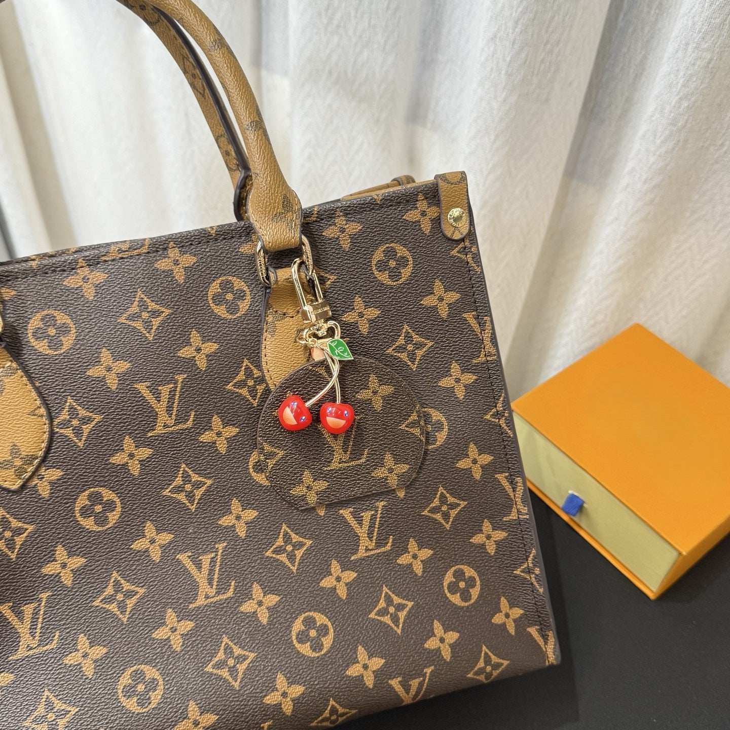 Mini cherry makeup mirror bag charm