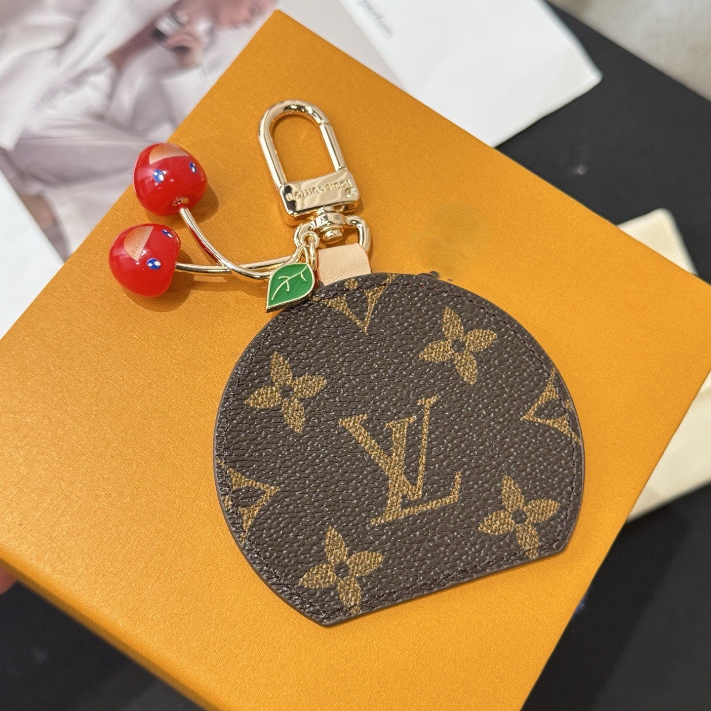 Mini cherry makeup mirror bag charm