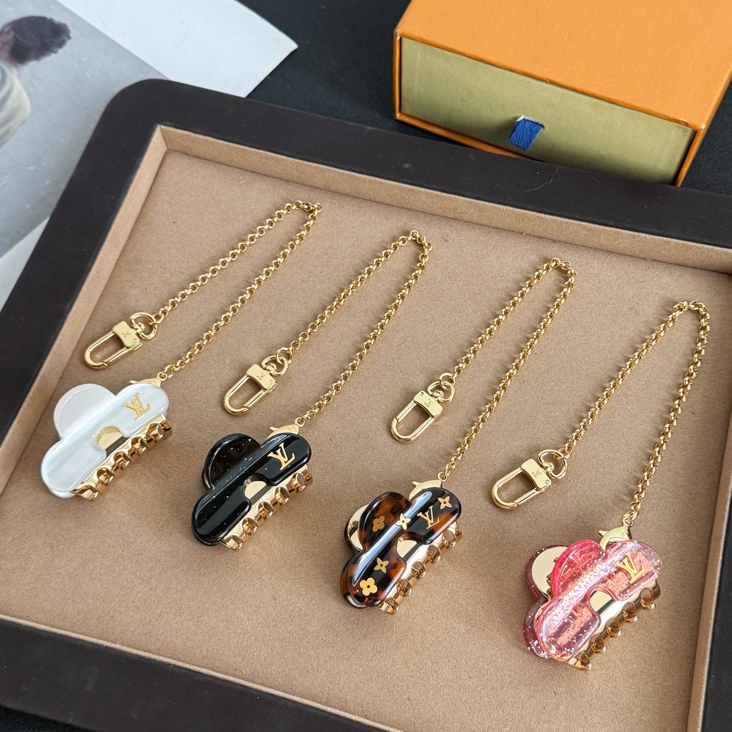 Mini hair clip bag charm