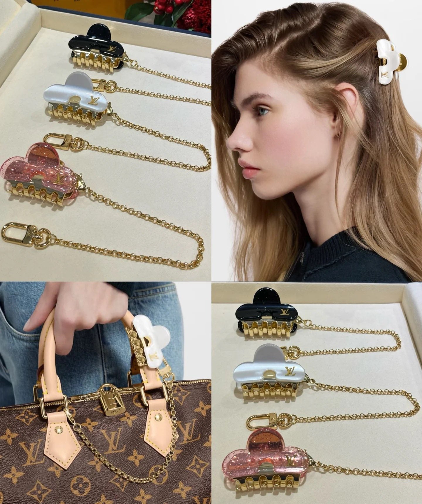 Mini hair clip bag charm