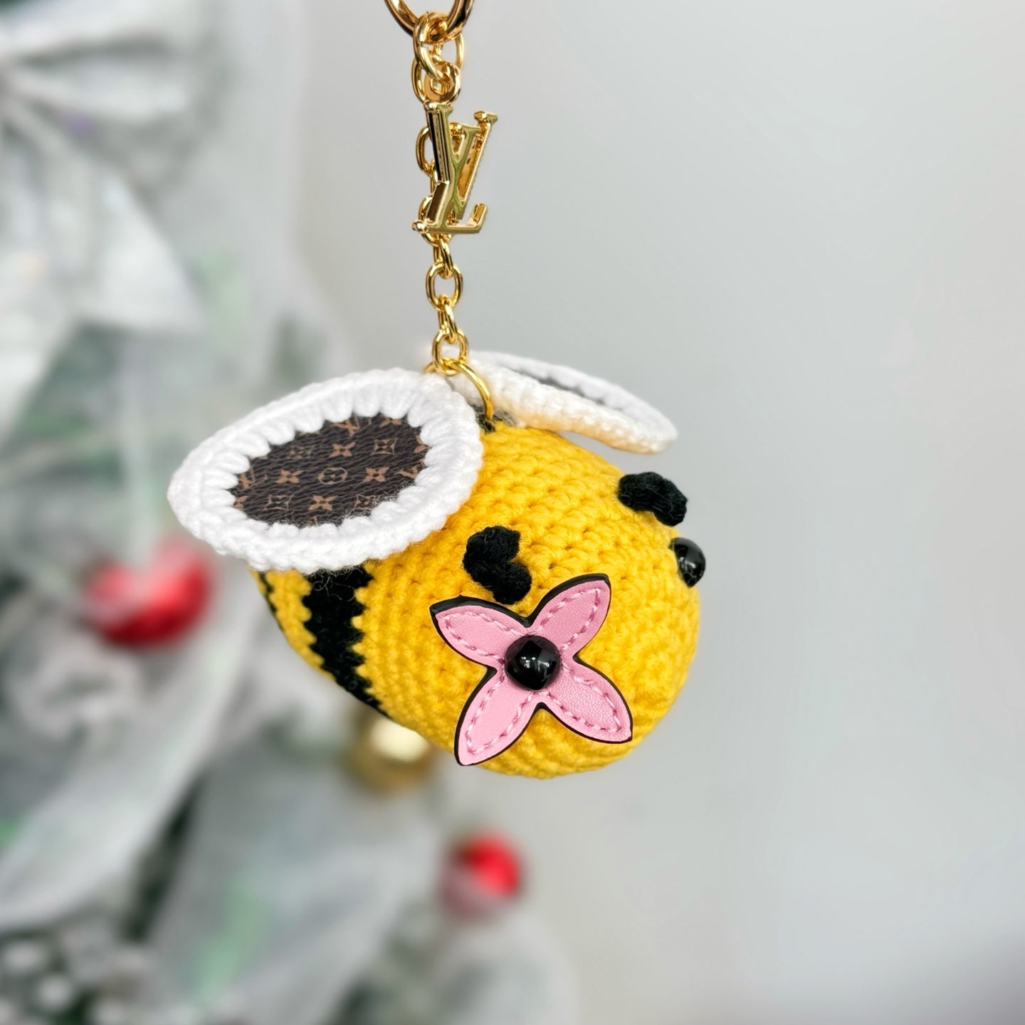 Amercian Bee and Strawberry Bag Charm