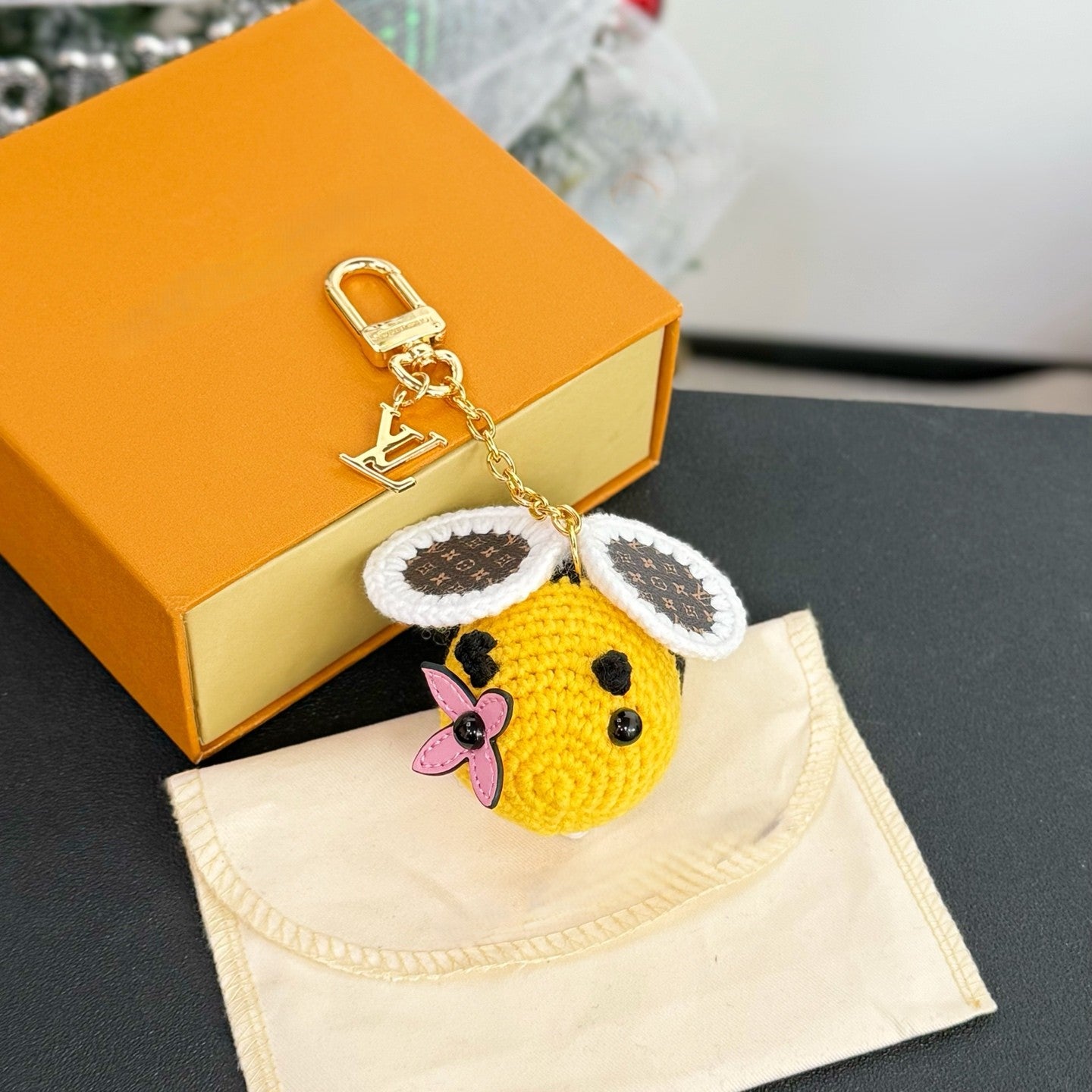 Amercian Bee and Strawberry Bag Charm