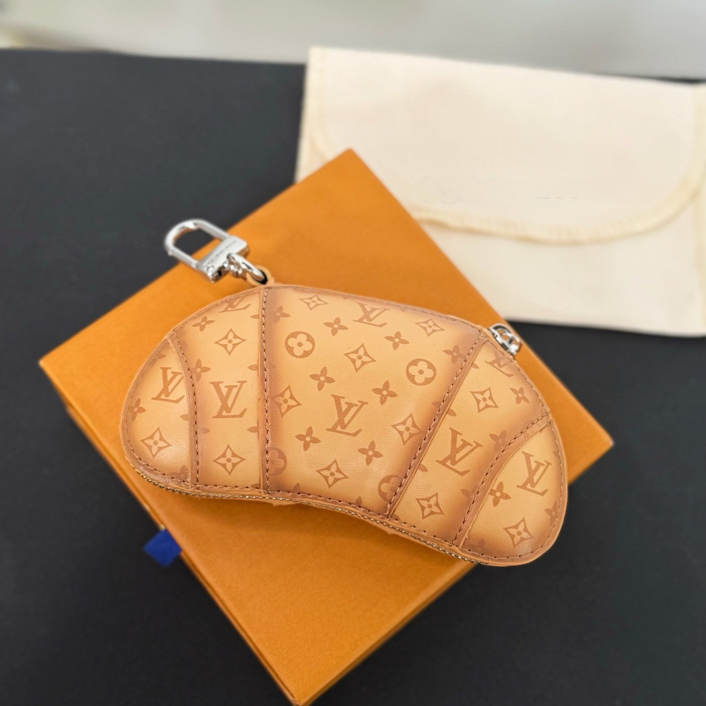 Croissant bag charm
