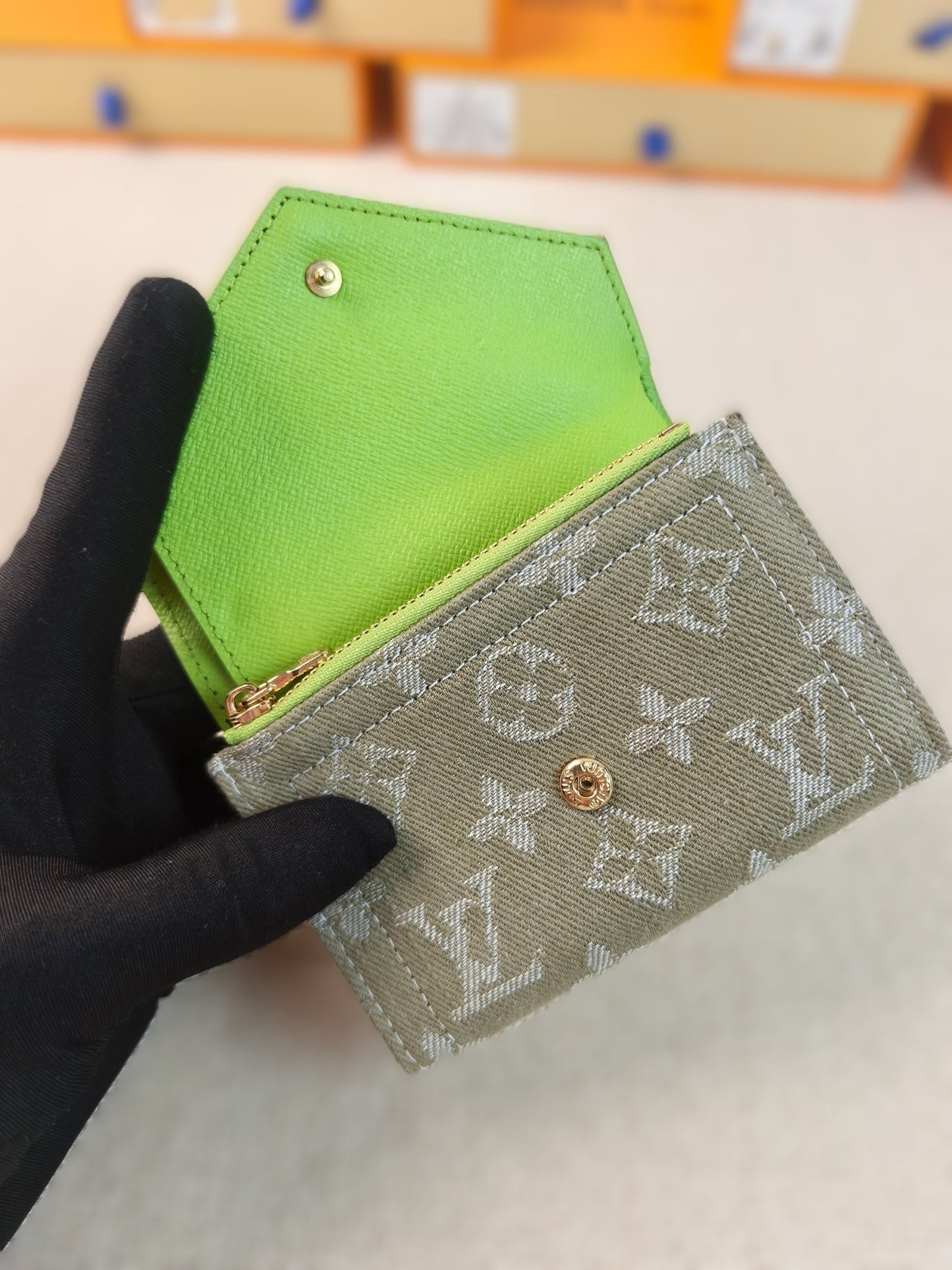 Green Denim Wallet
