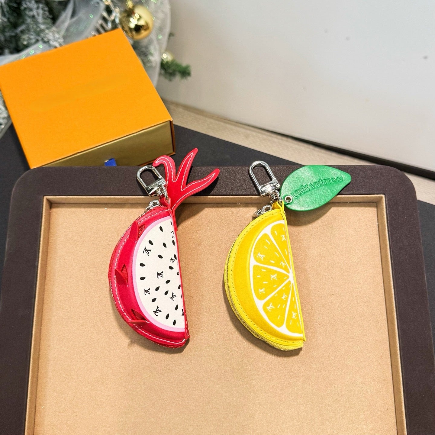 half lemon & dragon fruit bag charm