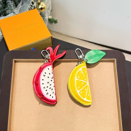 half lemon & dragon fruit bag charm