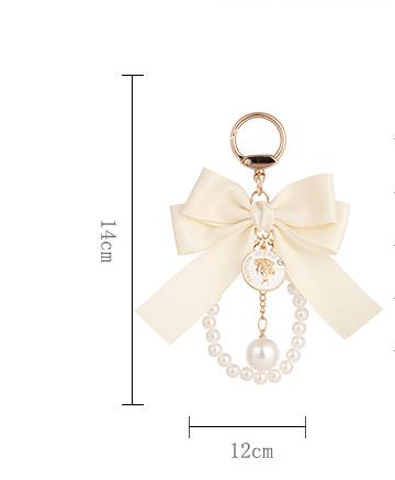 Mini Key Chains-Large Bow Tie Pearl String Key Chain Bag Charm