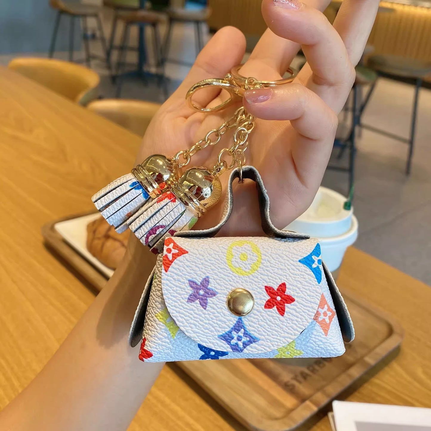 Mini Bags-Monogram Pattern Key Chain,Bag Charm,Airpods Case(CAN OPEN)