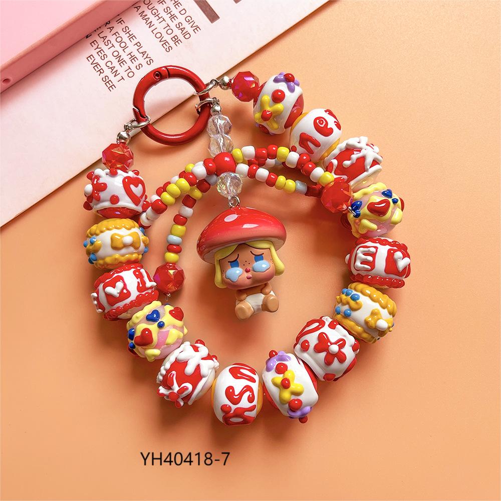 Mushroom Elf Series Cute Bead Cell Phone Bag Pendant -Keychain/ Girls' Gift