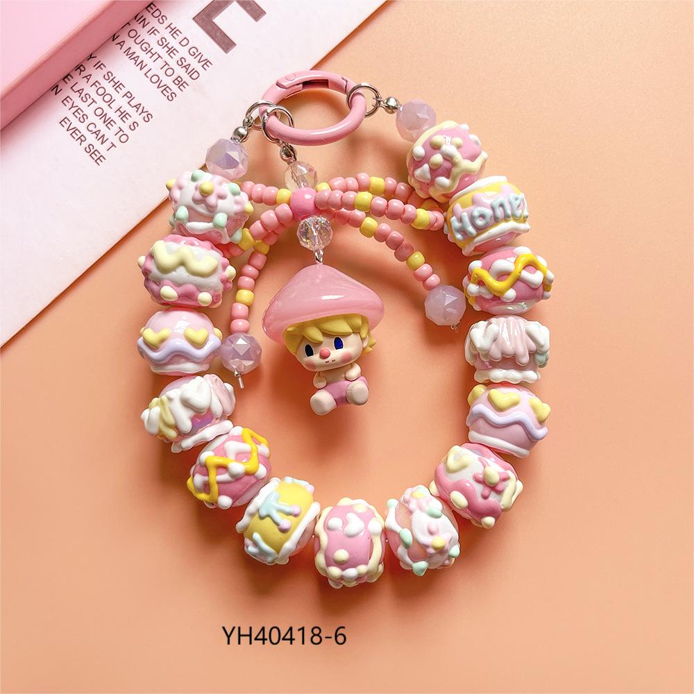 Mushroom Elf Series Cute Bead Cell Phone Bag Pendant -Keychain/ Girls' Gift