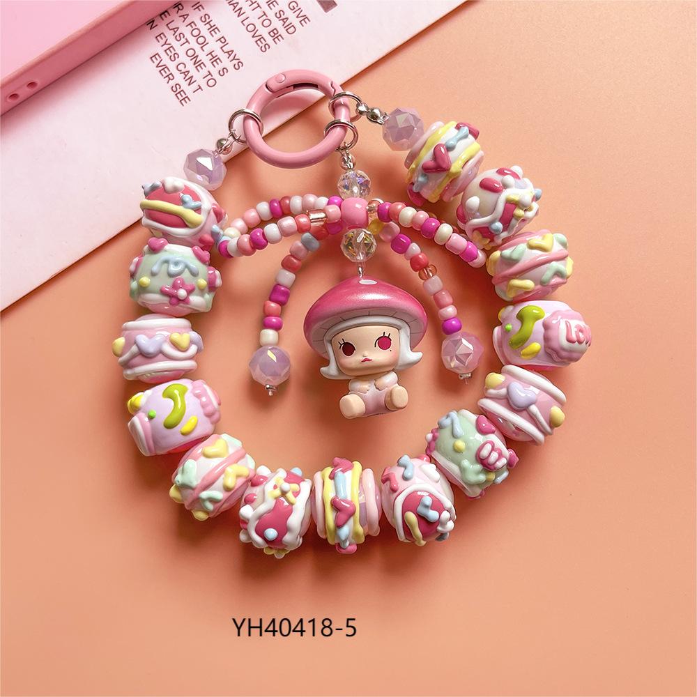 Mushroom Elf Series Cute Bead Cell Phone Bag Pendant -Keychain/ Girls' Gift