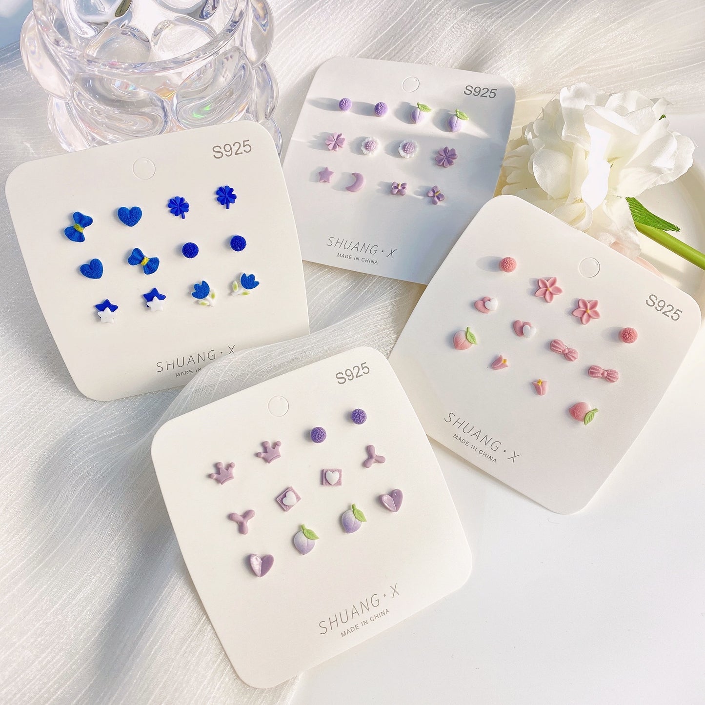 Mini ceramic studs earrings(6 pairs)