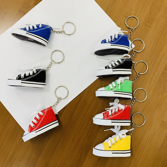 Mini Canvas Shoe Fashion Bicycle Motorcycle Foot Stand Small Shoe Pendant Simulation Shoe Keychain