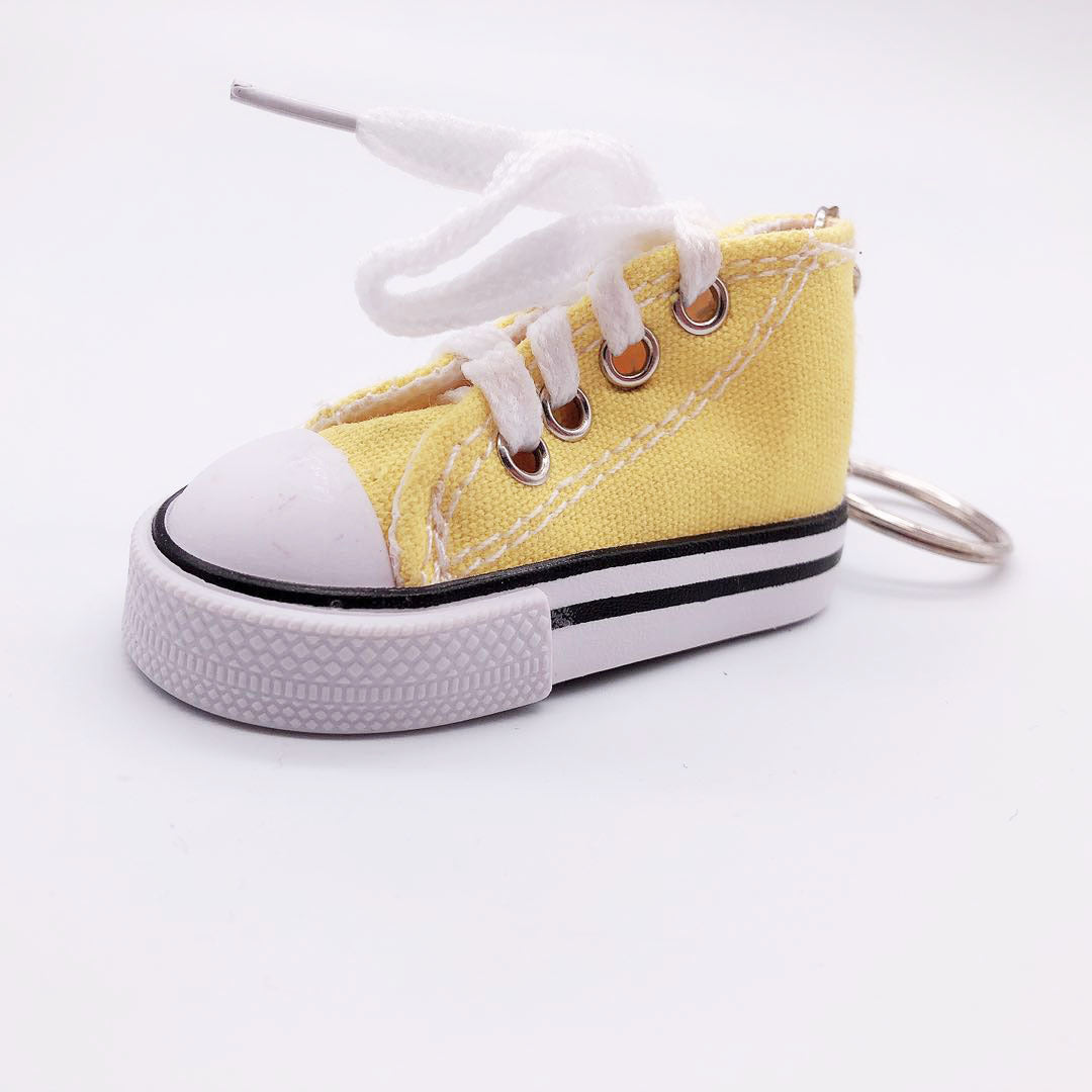 Mini Canvas Shoe Fashion Bicycle Motorcycle Foot Stand Small Shoe Pendant Simulation Shoe Keychain