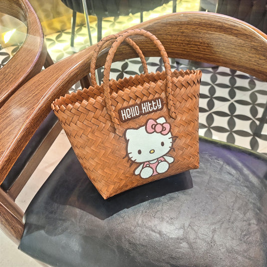 Hello kitty Imitation bamboo basket tote