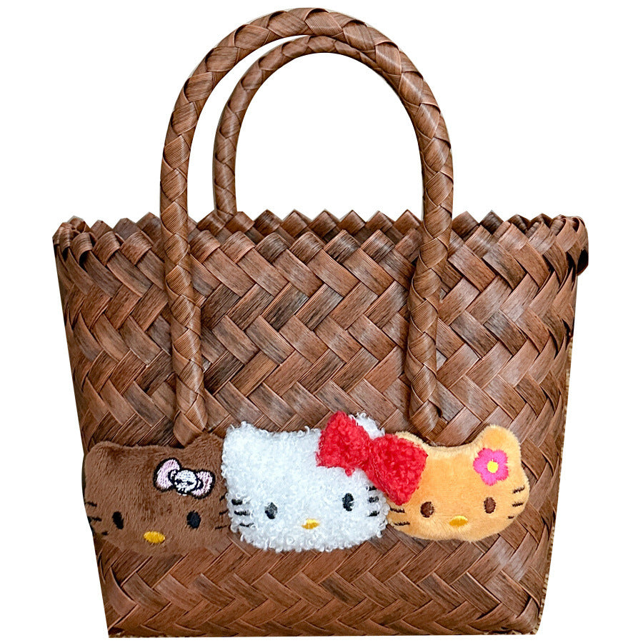 Hello kitty Imitation bamboo basket tote