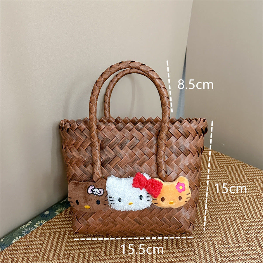 Hello kitty Imitation bamboo basket tote