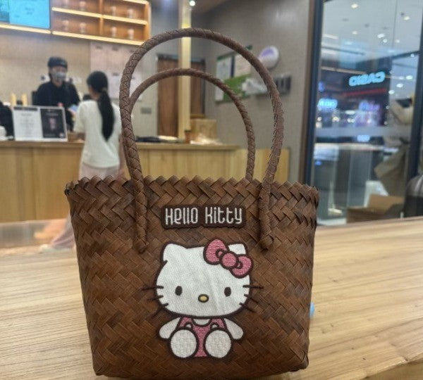 Hello kitty Imitation bamboo basket tote