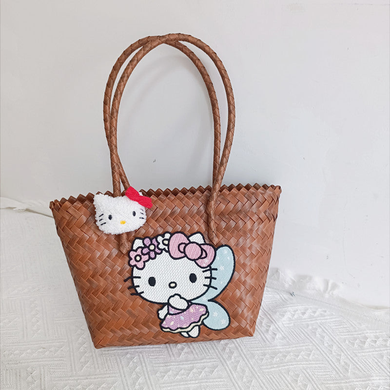 Hello kitty Imitation bamboo basket tote