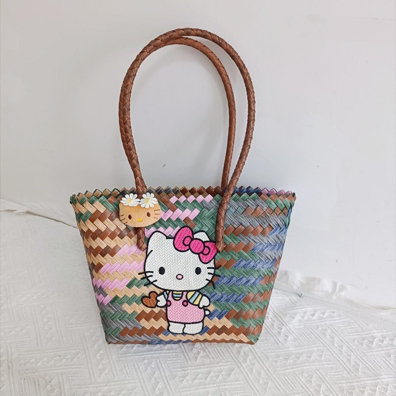 Hello kitty Imitation bamboo basket tote