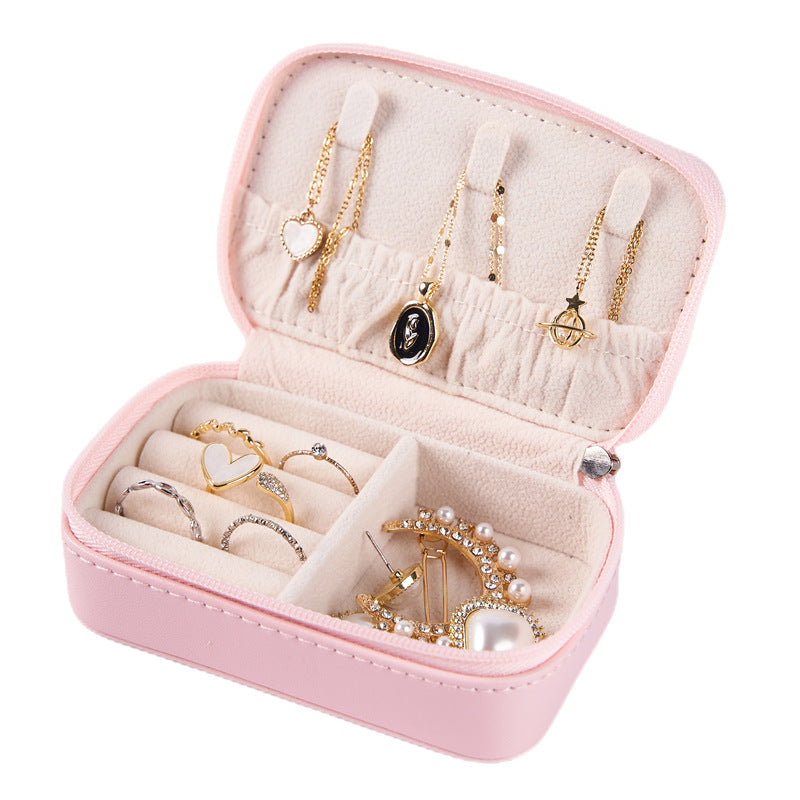 Mini jewelry bag, travel portable jewelry storage box, small leather earring jewelry storage jewelry box