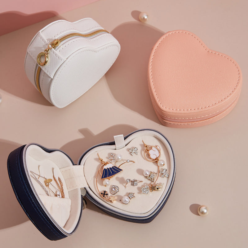 Mini creative heart-shaped jewelry box travel portable earrings jewelry storage box necklace earrings storage jewelry jewelry box