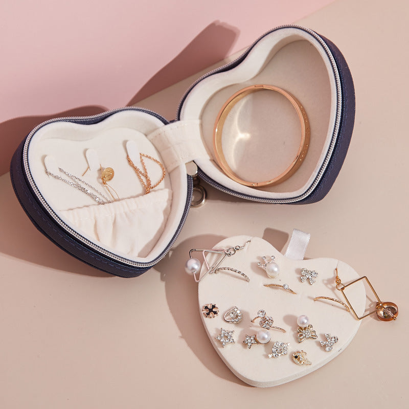 Mini creative heart-shaped jewelry box travel portable earrings jewelry storage box necklace earrings storage jewelry jewelry box