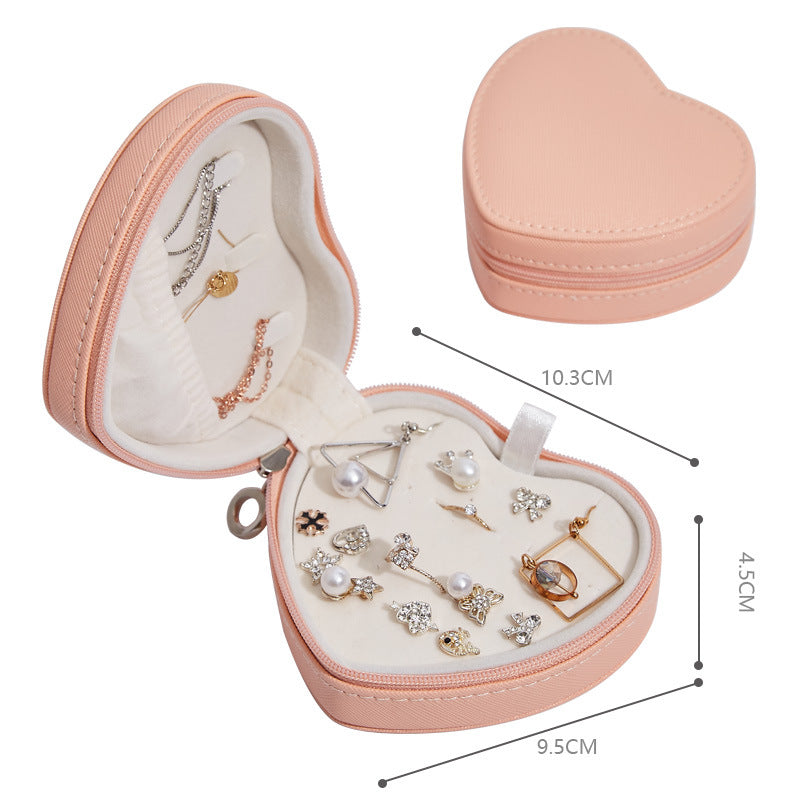 Mini creative heart-shaped jewelry box travel portable earrings jewelry storage box necklace earrings storage jewelry jewelry box